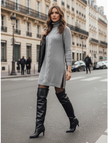 dámský svetr světle šedý Dstreet model 21967096 - FashionStreet dámský svetr světle šedý Dstreet model 21967096 - FashionStreet