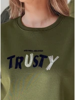 Dámská oversize mikina s výšivkou zelená Dstreet model 21988061 - FashionStreet