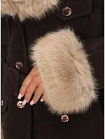 Dámska bunda s odnímateľnou kožušinou, hnedá, FashionStreet TY5851 Dámska bunda s odnímateľnou kožušinou, hnedá, FashionStreet TY5851