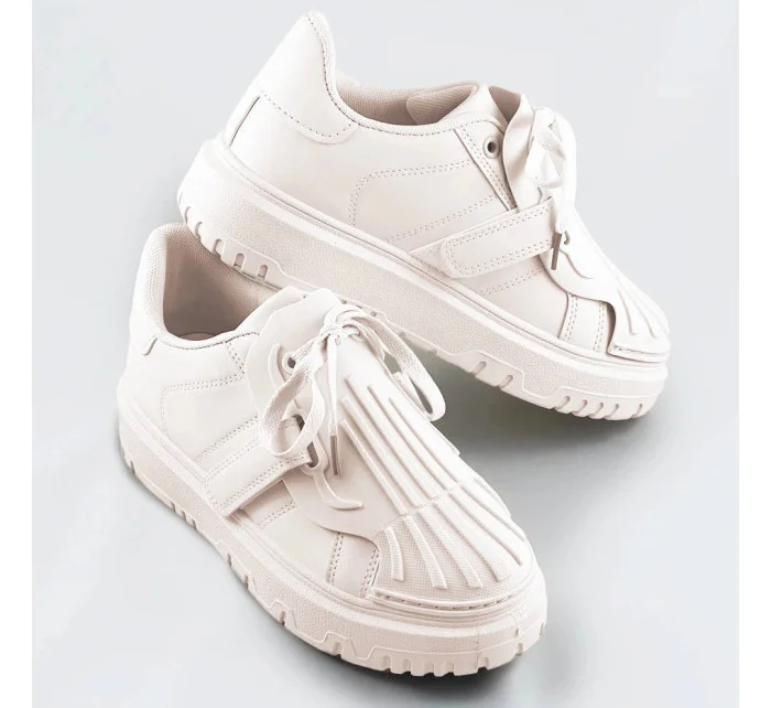 Béžové dámske športové topánky so zakrytým šnurovaním (RA2049)