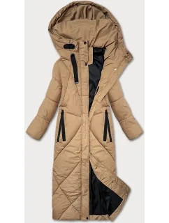 Dámska zimná bunda v ťavej farbe v dĺžke po kolená J Style (5M3232-84)