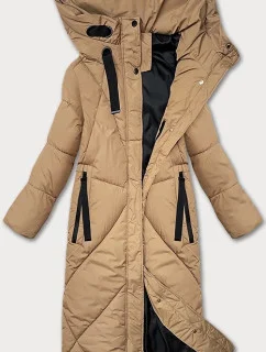 Dámska zimná bunda v ťavej farbe v dĺžke po kolená J Style (5M3232-84)