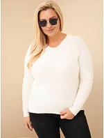 Dámský svetr Plus Size z baby alpaky s dlouhým rukávem ecru