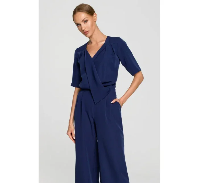 M703 Overal s výstrihom do V - tmavomodrý