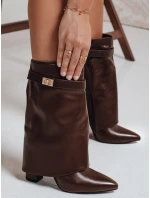 Dámské kozačky na jehlovém podpatku s širokým svrškem hnědé Dstreet model 21992368 - FashionStreet