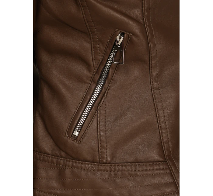 Dámska hnedá kožená bunda ramones FashionStreet TY5541
