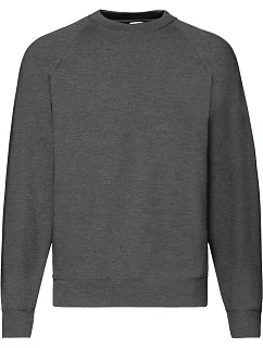 Fruit of the Loom Classic Raglan Sweat – mikina s raglánovými rukávmi 16.2216 tmavošedá melírovaná