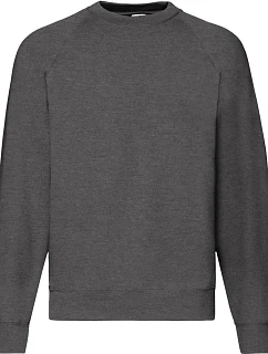 Fruit of the Loom Classic Raglan Sweat – mikina s raglánovými rukávmi 16.2216 tmavošedá melírovaná