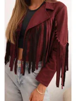 Dámska semišová bunda so strapcami bordová Dámska semišová bunda so strapcami bordová