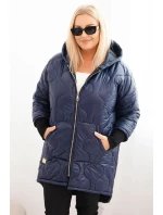 Dámske Plus veľkosť zimná bunda prešívaná s kapucňou Garnet
