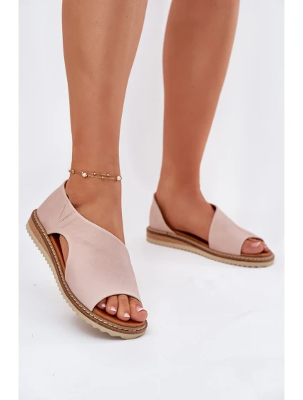 Dámské kožené sandály model 21698423 Světle růžové - Artiker