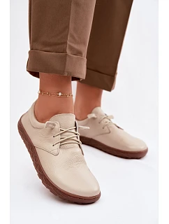 Kožené dámské polobotky Barefoot model 22100783 Béžové - Zazoo