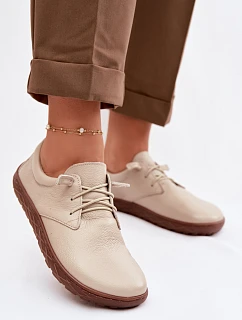 Kožené dámské polobotky Barefoot model 22100783 Béžové - Zazoo