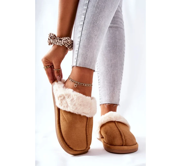 Dámské Pantofle s Kožešinou Camel Pinky