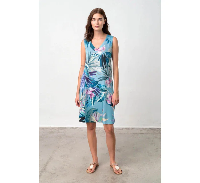 Dámske modré šaty Bahia 18527 s kvetmi - Vamp Dámske modré šaty Bahia 18527 s kvetmi - Vamp