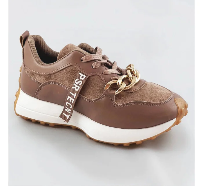 Hnědé sportovní boty s řetízkem model 17209361 Hnědé sportovní boty s řetízkem model 17209361