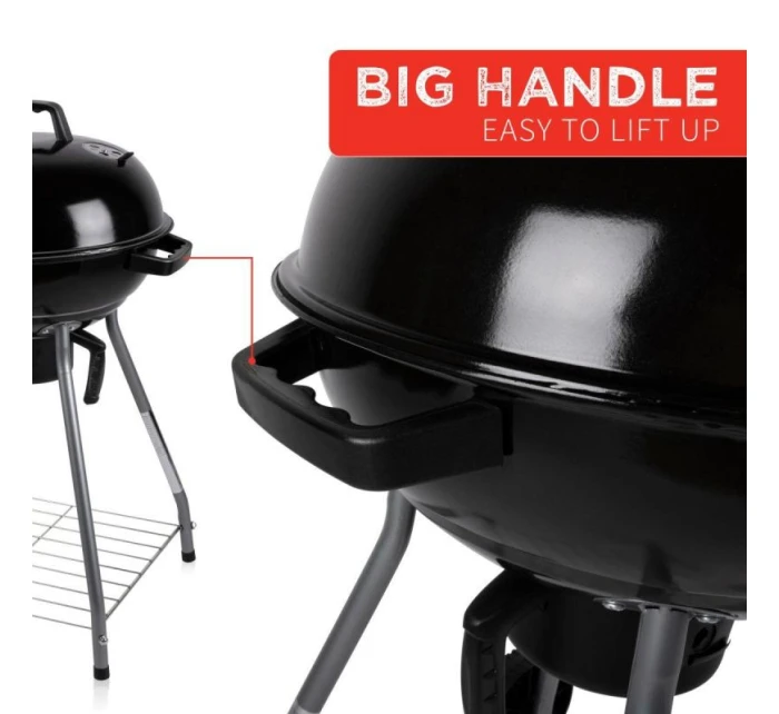 GUĽOVÝ ZÁHRADNÝ GRIL REX STEEL 46CM S POPOLNÍKOM