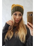 Fleecová čiapka Paris K212 horčicová + khaki