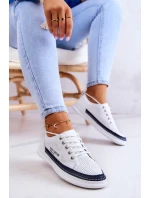 Dámské kožené tenisky v bílé a tmavě modré barvě model 21579583 - EVENTO