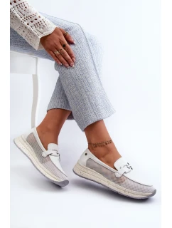 Damskie Skórzane Mokasyny D&A TW210 Białe