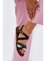 Dámské Ploché Sandály S Pásky Černé model 21697523 - SERGIO LEONE