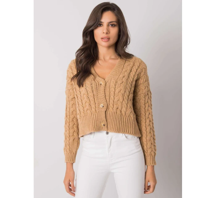 Dámský svetr model 16226528 velbloudí barva - FPrice Dámský svetr model 16226528 velbloudí barva - FPrice