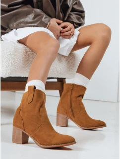 Dámske semišové čižmy na podpätku camel FashionStreet ZY1233