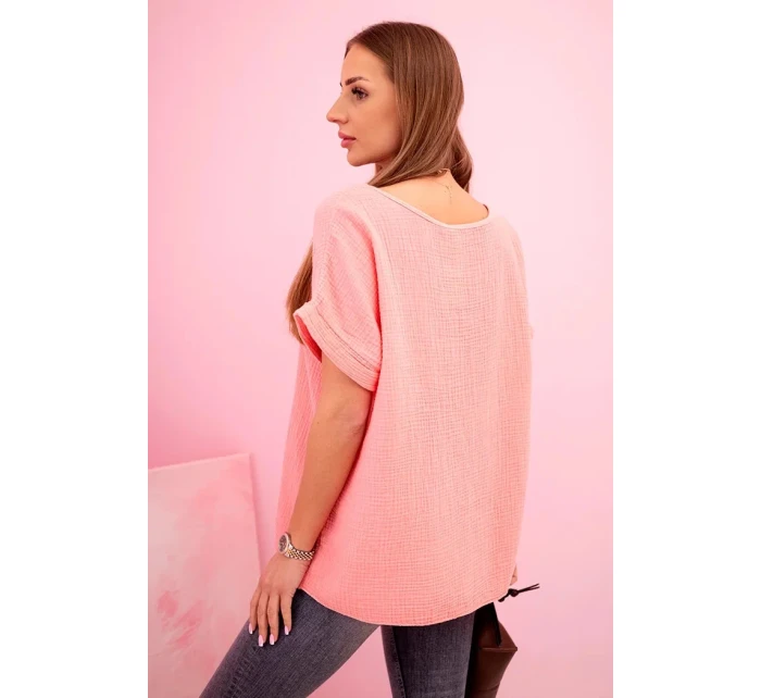 blůza s náhrdelníkem meruňka model 21959054 - K-Fashion