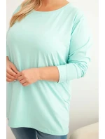 Dámske Plus veľkosť bavlnené kolo krku blúzka Mint