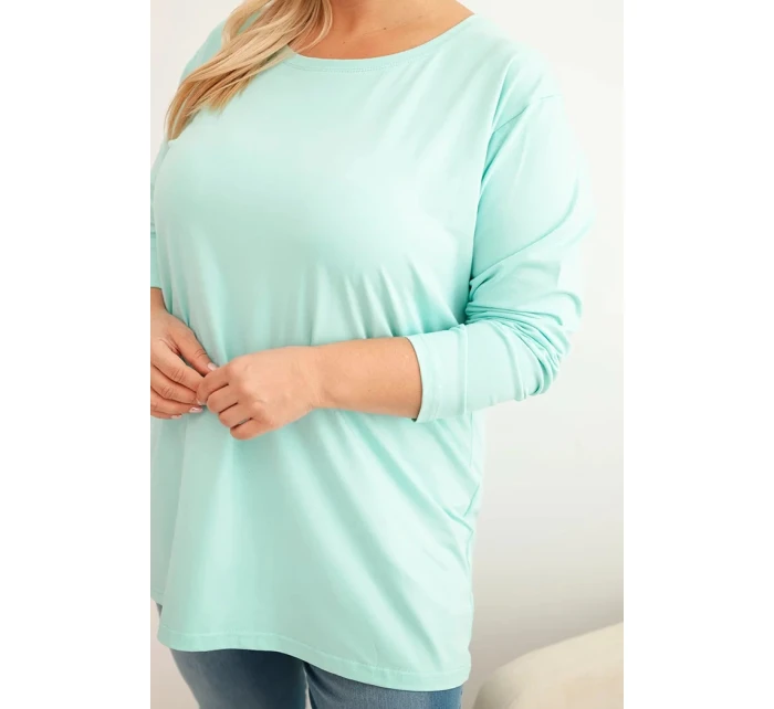 Dámske Plus veľkosť bavlnené kolo krku blúzka Mint