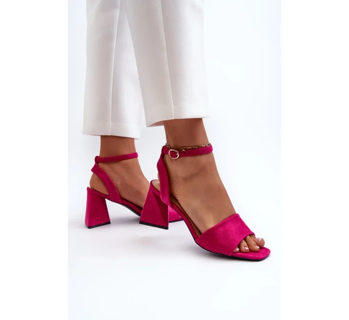 Dámske sandále na vysokom podpätku z eko semišu Fuchsia Upttima Dámske sandále na vysokom podpätku z eko semišu Fuchsia Upttima