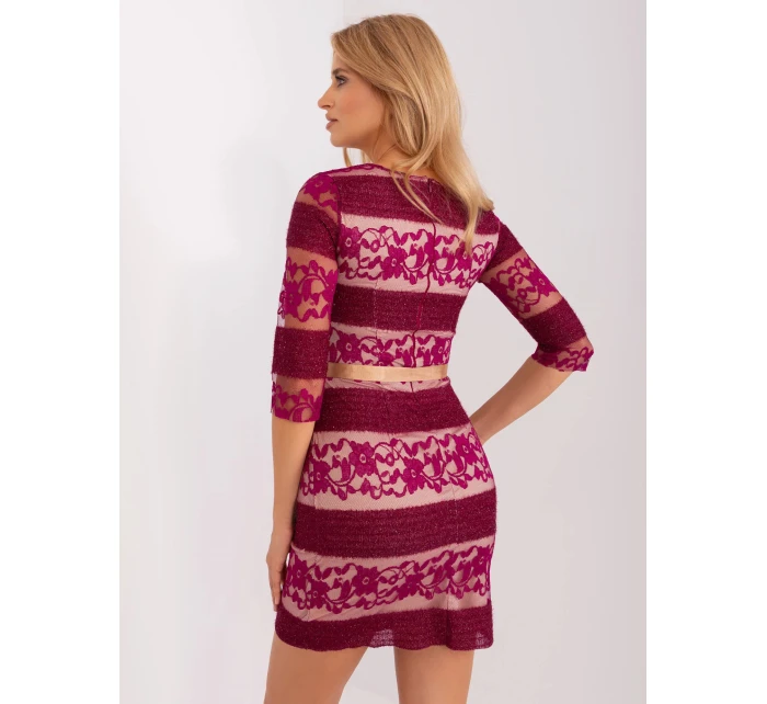 Dámske šaty LK SK 507231.71P Vínová s béžovou - Lakerta