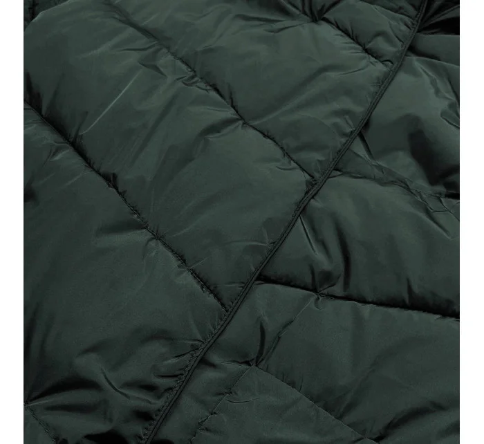 Tmavozelená dlhá dámska zimná bunda (2M-033)