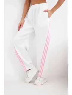 Dámske viskózové nohavice s lampasom butter white