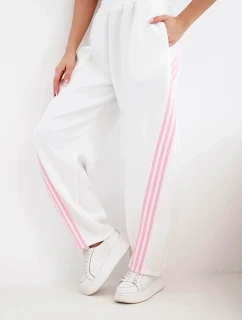 Dámske viskózové nohavice s lampasom butter white