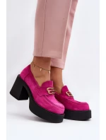 Zazoo 20170 Półbuty Zamszowe Damskie Na Słupku Fuksja