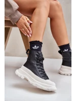 Skórzane Ocieplane Trampki Na Masywnej Platformie Big Star OO274A599 Czarne Skórzane Ocieplane Trampki Na Masywnej Platformie Big Star OO274A599 Czarne