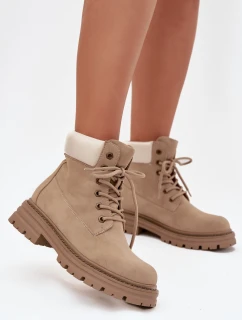 Dámské trapery na šněrování béžové model 21707473 - Boto