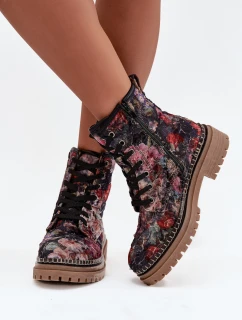 Wzorzyste Botki Damskie Ocieplane Artiker 57C1054 Czarne