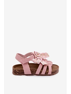Dievčenské sandále s mašľou Pink Bessa