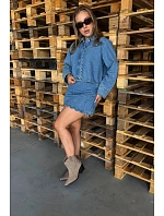 Kožené semišové kožené kozačky na podpatku s izolací Khaki model 22320935 - Boto