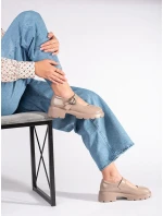 Originálne dámske hnedé mokasíny na platforme Originálne dámske hnedé mokasíny na platforme