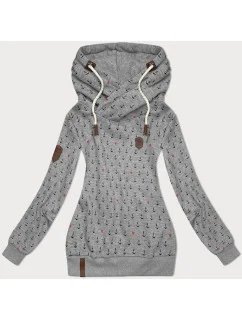 Tmavě šedá vzorovaná dámská mikina model 19694154 - 6&8 Fashion