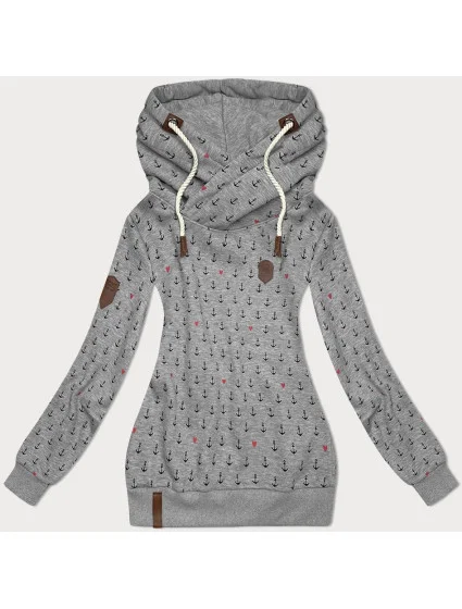 Tmavě šedá vzorovaná dámská mikina model 19694154 - 6&8 Fashion Tmavě šedá vzorovaná dámská mikina model 19694154 - 6&8 Fashion