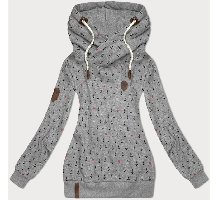 Tmavě šedá vzorovaná dámská mikina model 19694154 - 6&8 Fashion Tmavě šedá vzorovaná dámská mikina model 19694154 - 6&8 Fashion