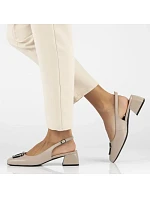 Béžové kožené lodičky s páskem Filippo model 22116831 - Rieker