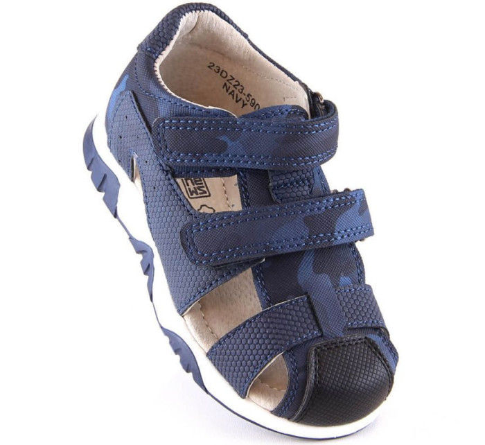 Novinky Jr 5909 navy blue moro sandále na suchý zips