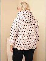Dámská bunda Plus Size s kapucí a puntíky béžová
