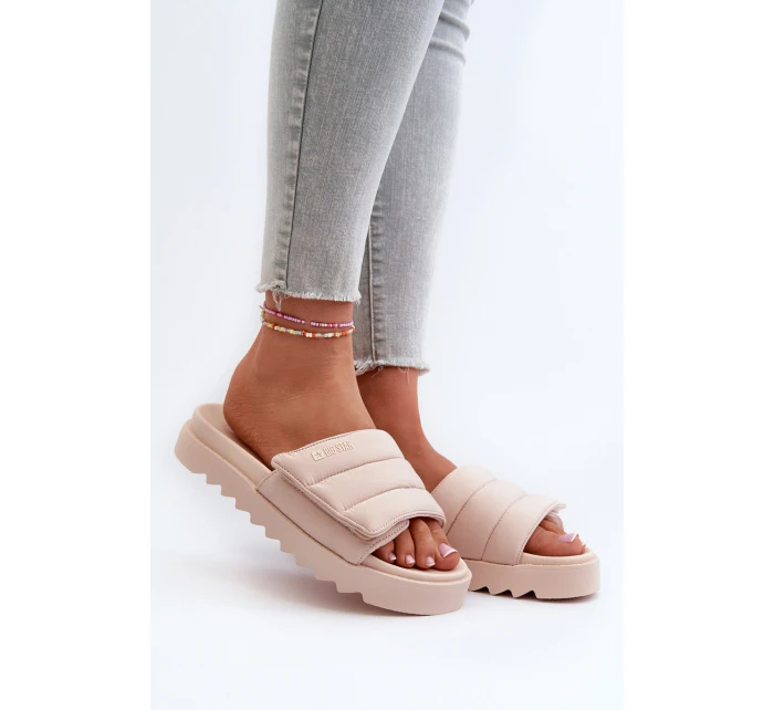 Dámské Žabky Na Platformě Big Star model 21660805 Beige - Big Star Shoes Dámské Žabky Na Platformě Big Star model 21660805 Beige - Big Star Shoes