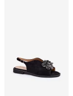 Dámské Sandály Na Plochém Podpatku S Ozdobou model 21691567 Černé - S.Barski